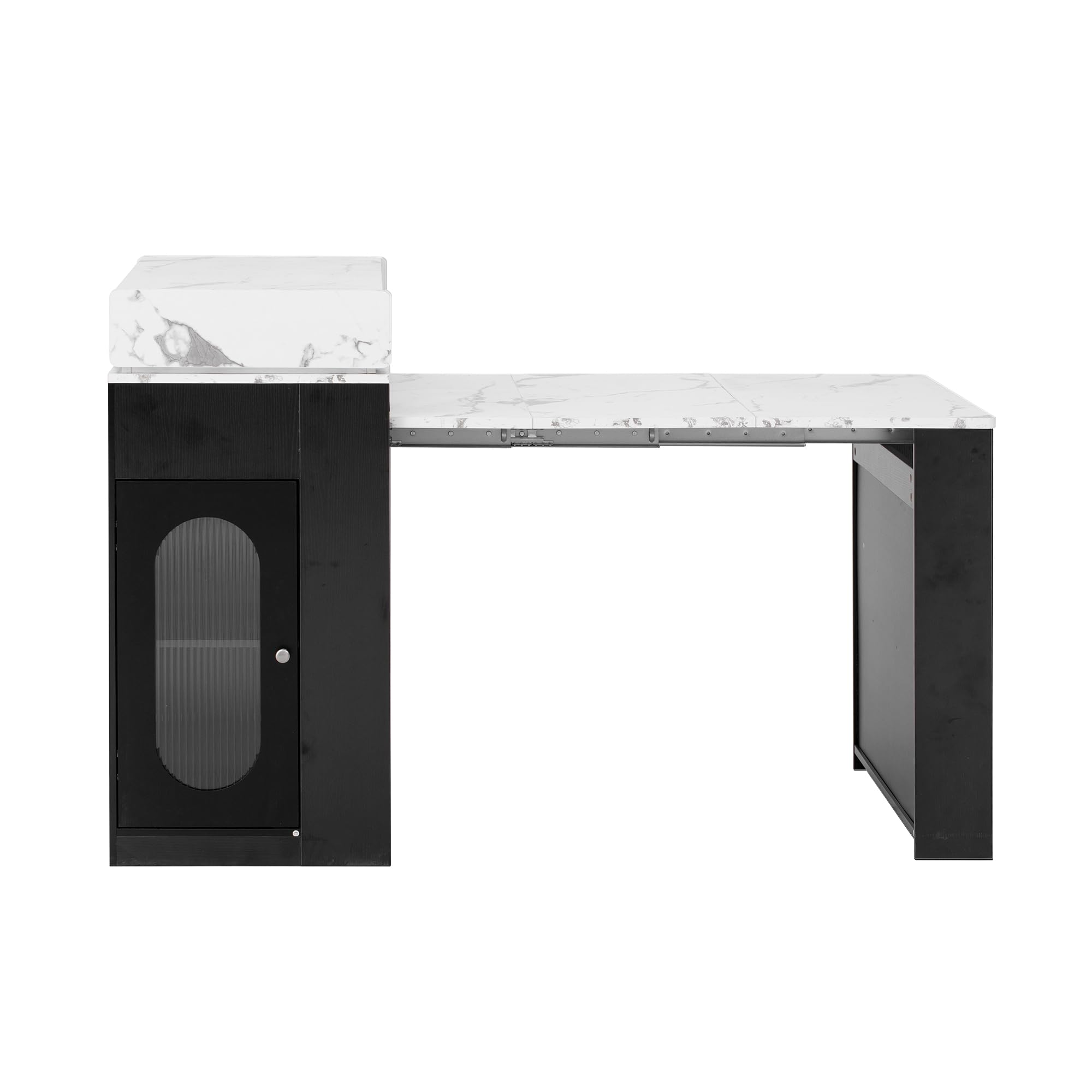 Isola cucina con ruote, 83 × 46 – 146,5 x 96 cm, tavolo da pranzo allungabile con piano pieghevole con gancio, credenza o tavolo da bar per cucina e sala da pranzo