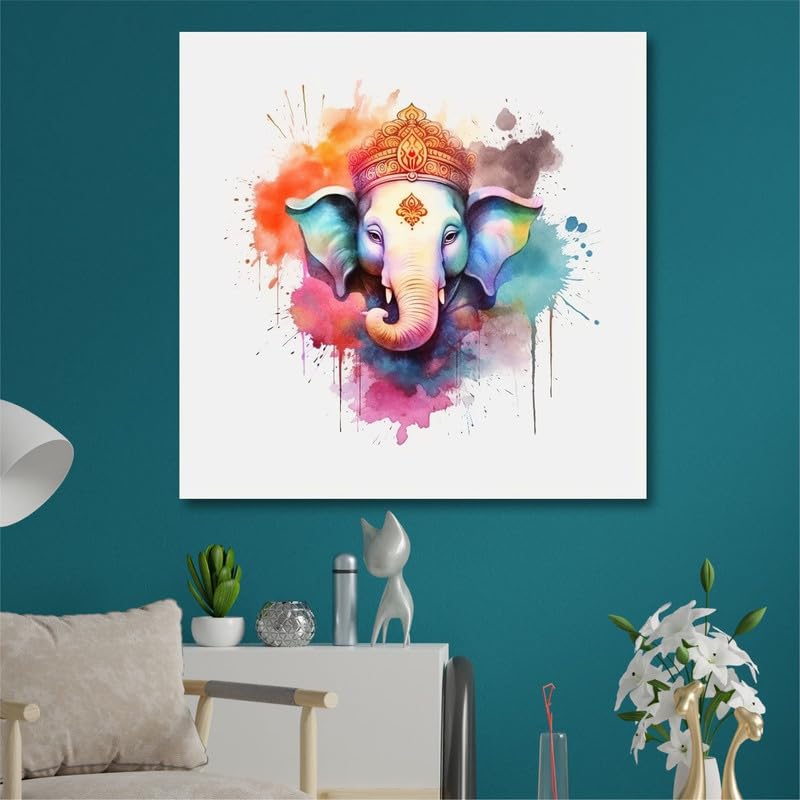 SAF paintings Wooden Framed Lord Ganesha Canvas Wall Painting for Home Décor And Office||For Bedroom,Living Room Home wall and Office Interior 24X24Inch and Office CR-262
