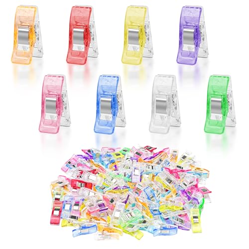 Avesteir 120 Pcs Pinces en Plastique, Couture Polyvalentes, Clips de Fixation, Travaux Manuels Quilting, pour Reliure Couture Remplacer Les Épingles À Coudre et Marquer, Couleurs Assorties