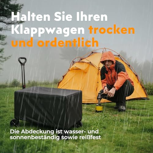 Bollerwagen faltbar 120L Bis 120KG Strandwagen Klappbar mit Regenschutz, Becherhalter, Reflektorstreifen, Faltbarer Bollerwagen Für Hunde, Einkaufen, Camping, Strand, Transport, Outdoor