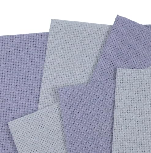 Image of KCS 4 /6 pc of 12 inch x 18 inch(30cmx45cm) 16 Count Cotton Aida Cloth Cross Stitch Fabric (6 pc,Light Grey+Light Steel Grey)