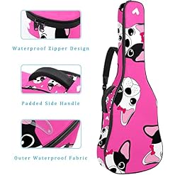 Housse imperméable pour guitare acoustique avec double bandoulière et poche Motif chats violets et cœurs, Multicolore 06… - Les Beatles, Paul McCartney, John Lennon, RIngo Starr, George Harrison Housse imperméable pour guitare acoustique avec double bandoulière et poche Motif chats violets et cœurs, Multicolore 06… – Image 4