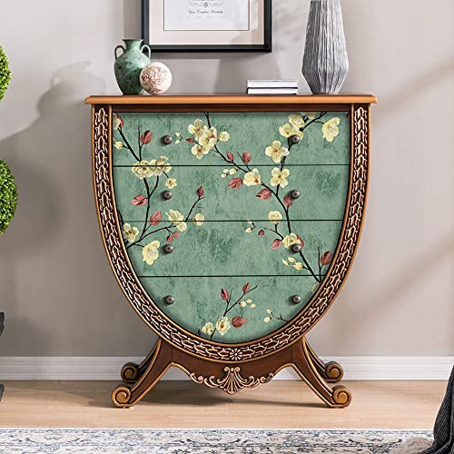 myforHD Tapete Selbstklebende Fototapete Wandpapier Blume Folie Dekorfolie Möbelfolie Klebefolie Pflanzen Laub Blumen Design 44cmX1000cm Vintage Wanddeko Wandtapete Wohnzimmer Schlafzimmer