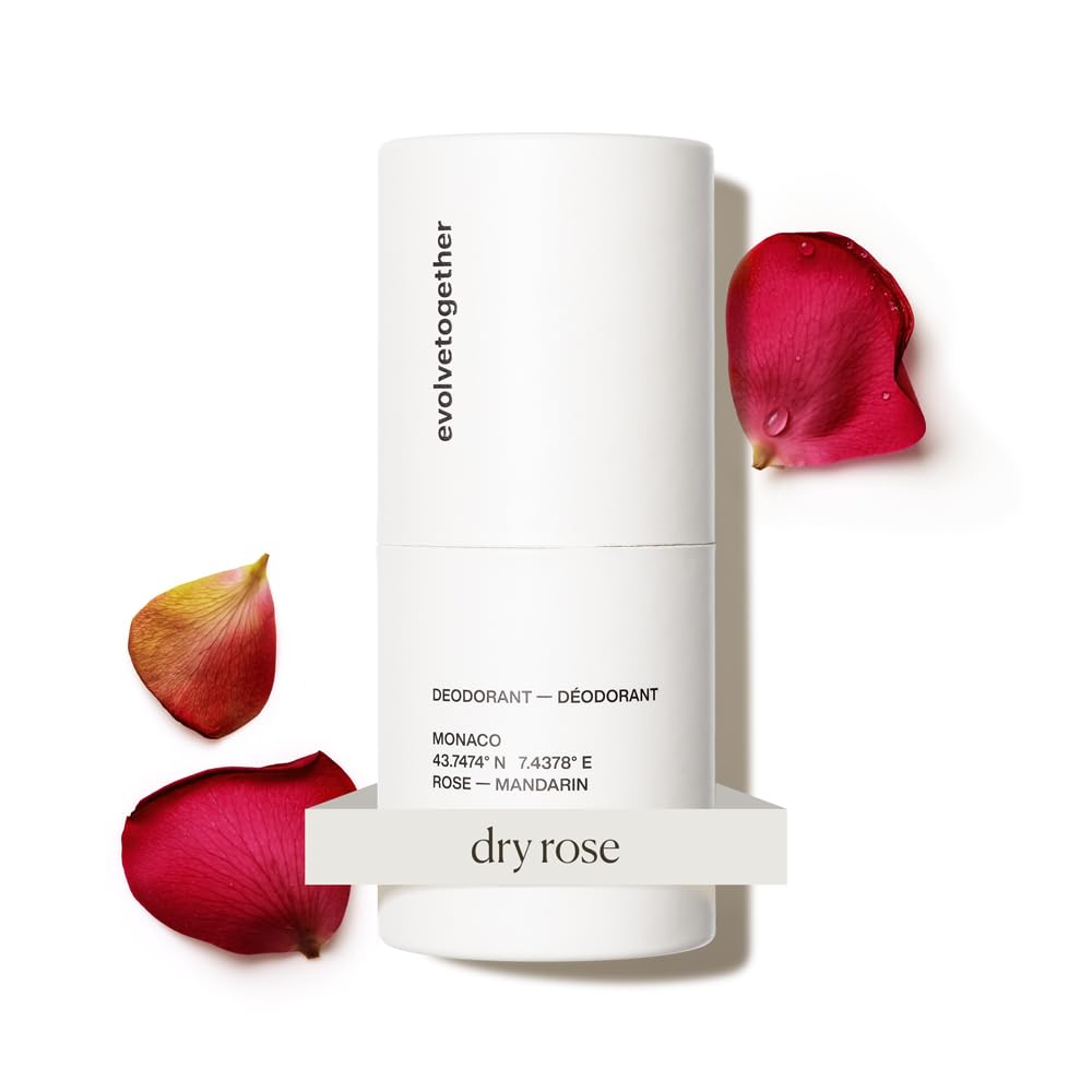 evolvetogether Aluminiumfreies, natürliches Deodorant für Damen und Herren, trockene Rose, Mandarine, Oud und Patchouli, neutralisiert Gerüche, beruhigt die Haut, vegan, tierversuchsfrei