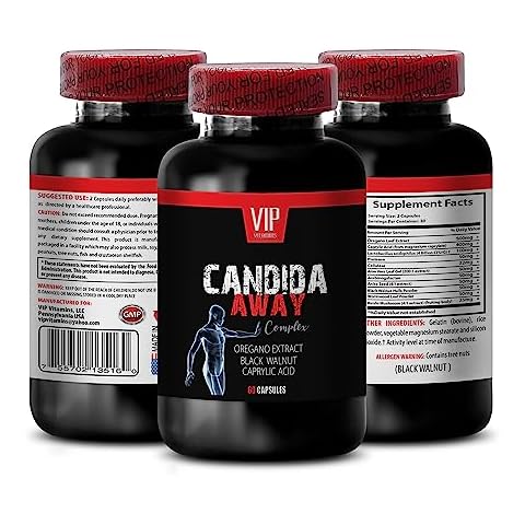 Natural detoxification Supplement - Candida Away Extra Strength Formula - Candida Support - Digestive AID - Candida Vitamins - Candida Cleanse - Oregano Oil Capsules - Black Walnut Hull - 1Bottle Cover