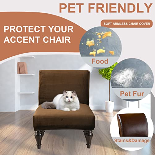 Image of Eco-Ancheng Armless Chair Slipcover Removable Armless Accent Chairs Covers Washable Armless Slipper Chair Slipcover Printed Armless Chair Furniture Protector Covers for Living Dining Room Hotel