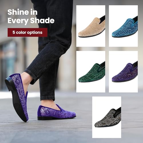 Image of Amali Men's Embellished Velvet Tuxedo Loafers, Smoking Slippers | Velvet slip-on smoking slippers with embellished upper for tuxedos, weddings and formal occasions