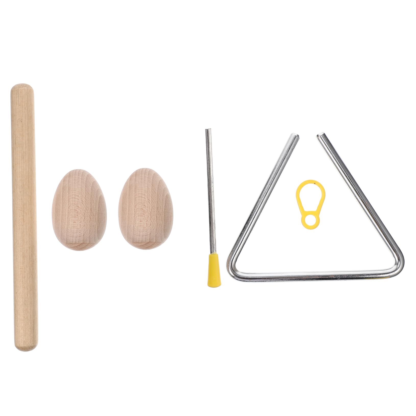 Sosoport Wooden Percussion Triangle Set Boys and Girls Music Instrument for Rhythm Development 3pcs Steel Triangles