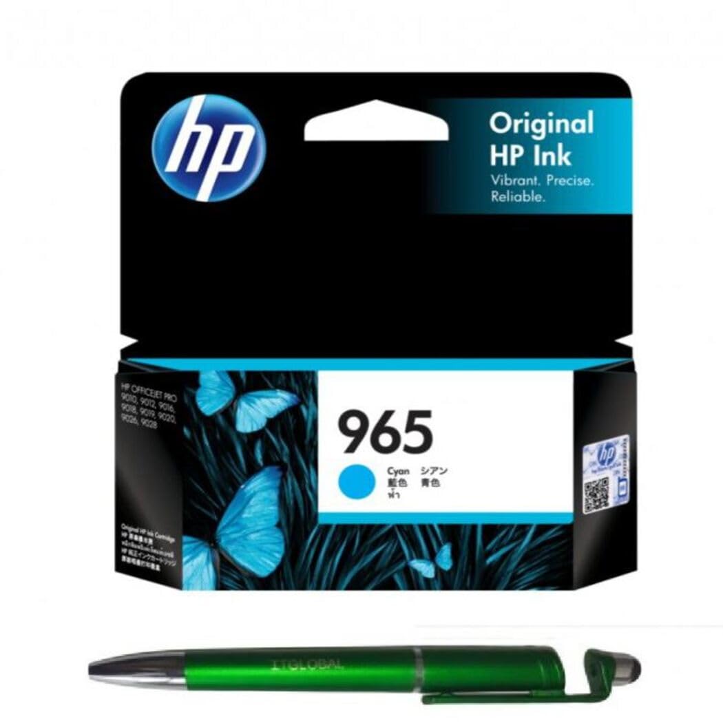 Value Pack Combo OG 965 Cyan Ink Cartridge for HP Selected Printer with 3in1 Multi-Function Creative Mobile Phone Stand, Stylus Pen, Ballpoint Pen (Very Colors) | 965 Ink