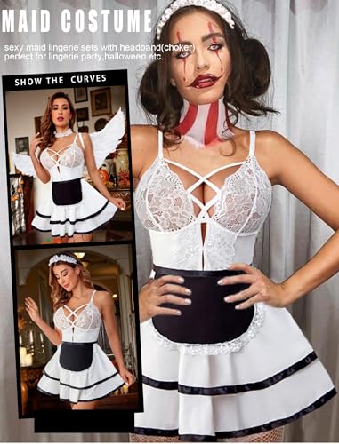 Image of SSoShHub Premium UltraSoft Babydoll Lingerie Bikini Swimwear Mini Chemise Mesh Wedding Bikini Nightie Bodysuit Skirt Bridal Honeymoon Valentine Halloween Nightdress