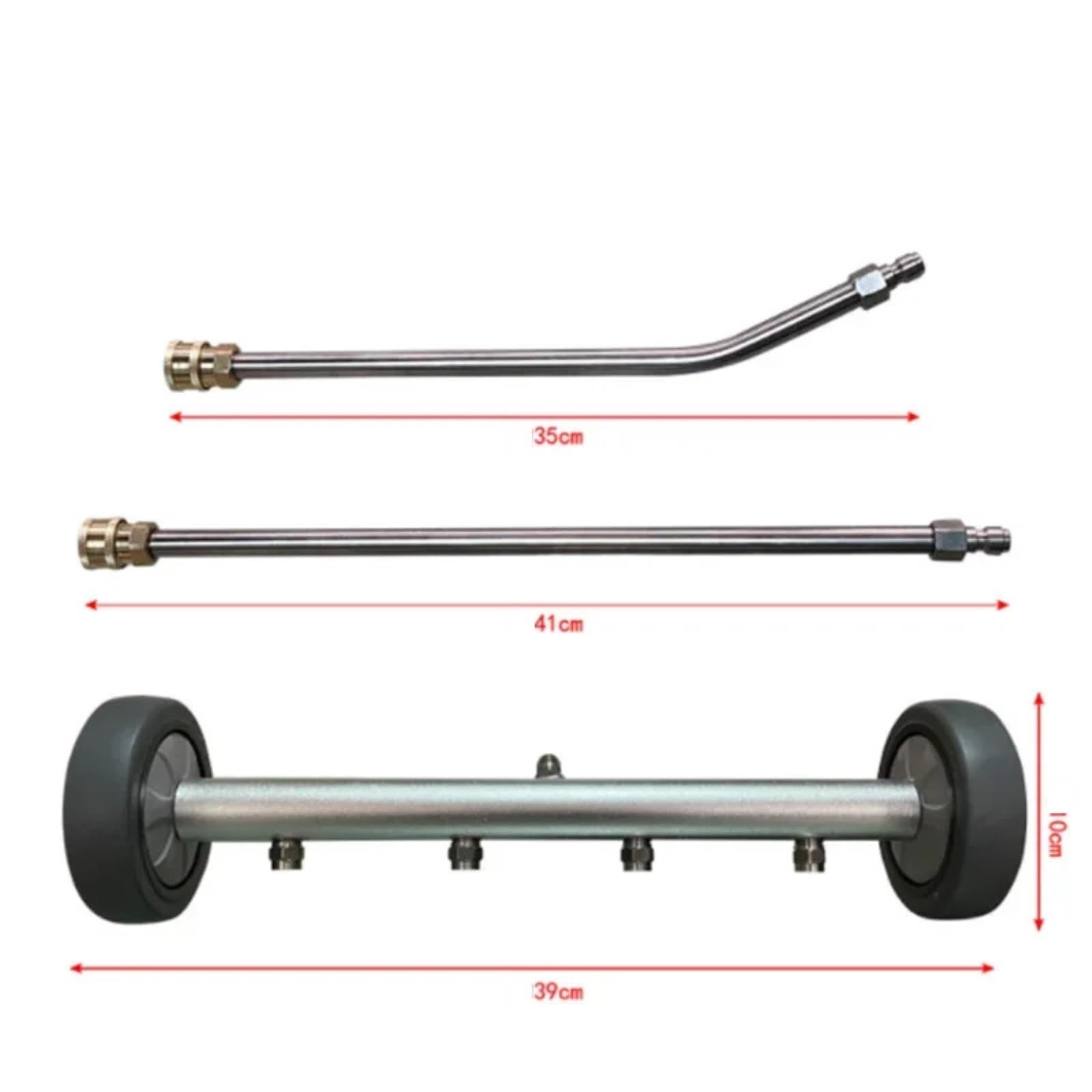 Limpiador De Chasis 15" For Hidrolimpiadora, 5000 PSI, 4 Boquillas | Limpiador De Chasis Y Escoba De Agua Doble Función, 5000 PSI, 4 Boquillas 65° Acero Inox, Conexión Rápida 1/4"