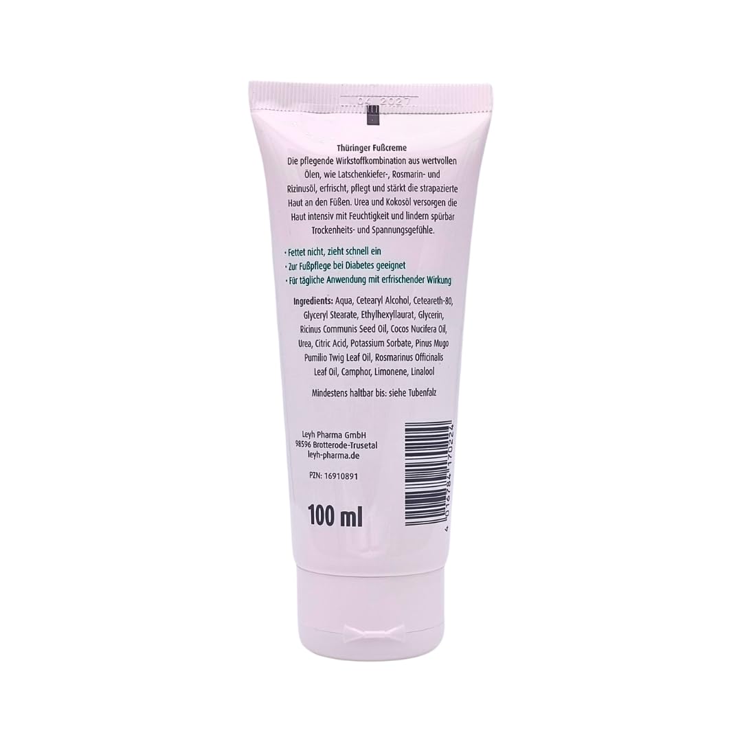 ELASAN Thüringer Fußcreme 3x 100 ml I mit Urea, Latschenkiefer-, Rosmarin- & Kokosöl I feuchtigkeitsspendend I bei Diabetes geeignet I für trockene Haut, Hornhaut I Sar-Set plus Pharma Perle give-away