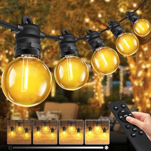 Bowfar Lichterkette Außen Strom, 10M G40 Glühbirnen Balkon Lichterketten Outdoor mit 16+1 Stk, IP68 Wasserdicht Dimmbar Pavillon String Lights mit Fernbedienung für Garten Terrasse Party Hochzeit