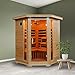 Blue Wave 3-Person Hemlock Corner Infrared Sauna w/ 7 Carbon Heaters,Brown