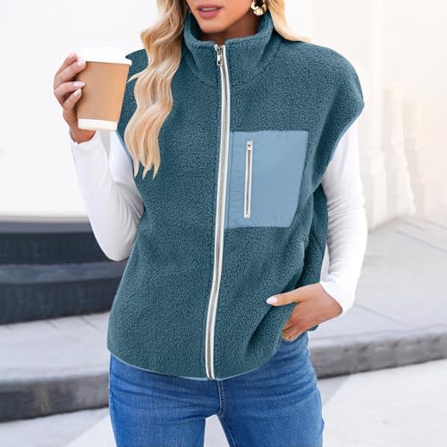 Womens Fleece Jacket Vest Sleeveless Zip Up Fuzzy Sherpa Jackets Warm Fall Winter Vests Casual Outwear Coats 20254