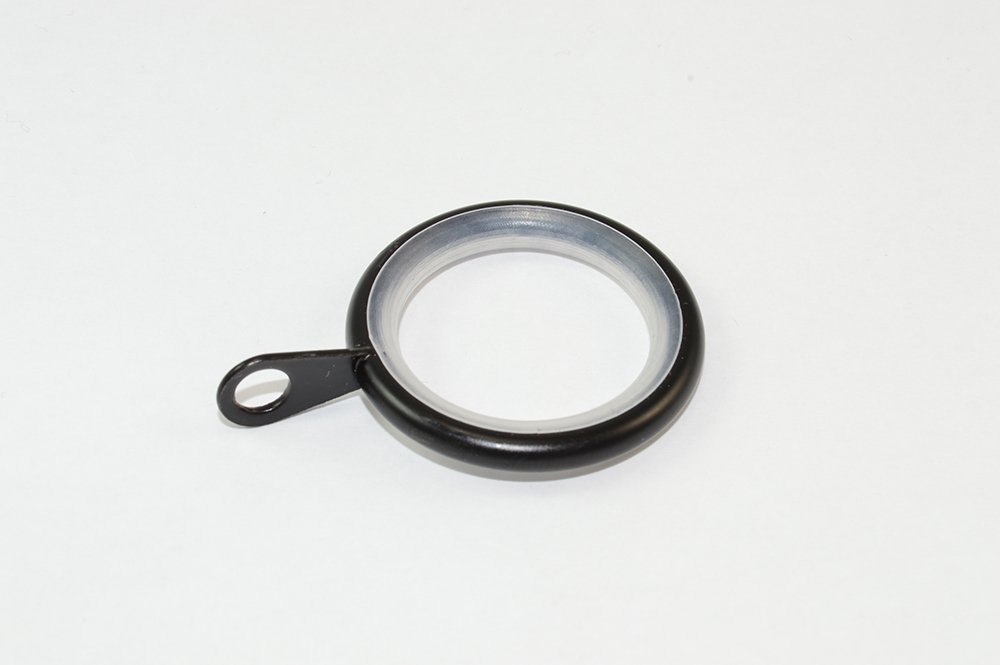 10 x Curtain Drape Rod Rings Silent Fixed Eye Black ID 25mm - OD 32mm
