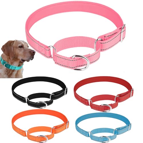 Weimostar Martingale Dog Collar Nylon Anti Slip No Escape Reflective Puppy Collars Adjustable Safety Training Soft Comfortable for Small Medium Large Pets Pink S
