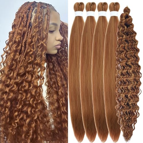 Copper Boho Braiding Hair Pre stretched Hypoallergenic Curly Boho Hair for Braiding Knotless Deep Wave Bohemian Braids