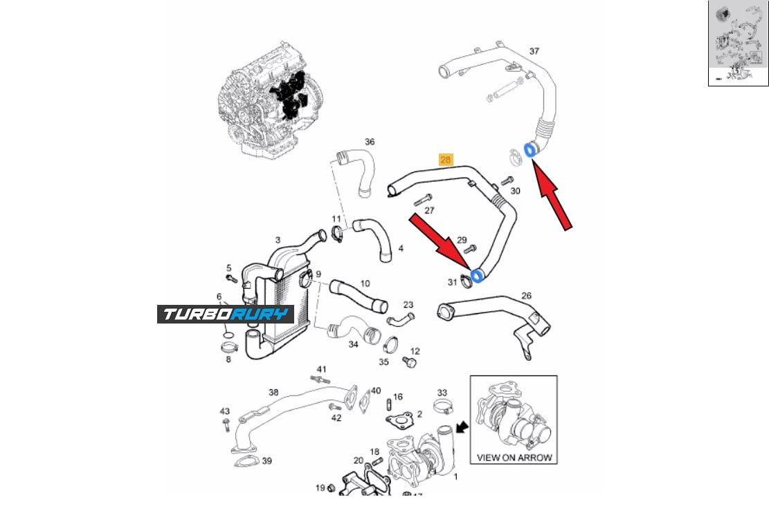 Guarnizione Tubo Turbina Guarnizione O-ring Ricambio – Compatibile con Opel Astra G 1.7 CDTi – OE 97306216, 97183197, 97245014, 5860750 – Materiale Durevole, Estremamente Resistente