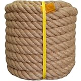 Natural Jute Hemp Rope (1.5 Inch x 50 Feet) Thick Manila Rope for Docks, Railings, Swing, Landscaping, Home Decorating