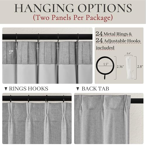 Image of Light Grey Blackout Curtains 70 Inches Extra Wide Pinch Pleated for Sliding Glass Door 2 Panels Set,Viral 96 Inch Long Curtain for Bedroom Thermal Large Window Heavy Drapes (W70xL96x 2 Panels Gray)
