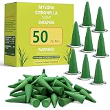 Mysora 200 coni di incenso repellente per zanzare con 8 piatti in metallo, coni di incenso alla citronella naturale, per esterni e interni, adatti per campeggio, escursionismo, patio, bordo piscina
