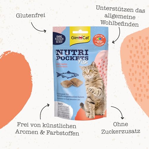 GimCat Nutri Pockets Fisch Lachs - Knuspriger Katzensnack mit funktionalen Inhaltsstoffen - 1 Beutel (1 x 60 g) – Bild 4