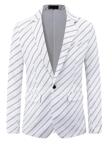 Lars Amadeus Stripe Blazer for Men's Notch Lapel Business Suit Jacket Stripes Sports Coat