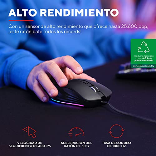 Mouse Gamer GXTrust Ybar+ con 6 Botones Programables e Iluminación RGB LED 2