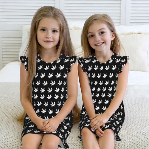 Augenstern Flutter Sleeve Nightgown Marijuana-Weed-Leaf Soft Sleepwear Nightdress4