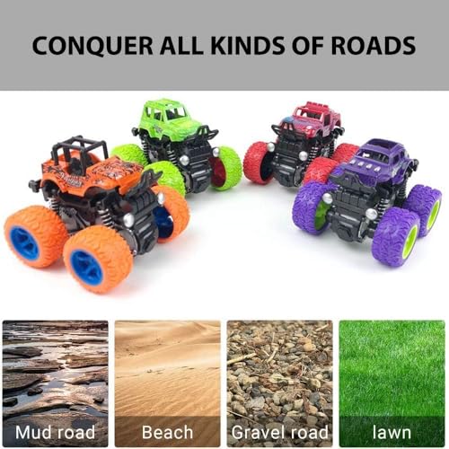Image of Friction Powered Monster Truck Toy for Kids | Push & Go 4WD Off-Road Car for Kids | Amazing Stunts, Vibrant Colors for Boys & Girls, Fun Play 360 Drift Stunt Car (PACK OF 1) (Color As per Stock)