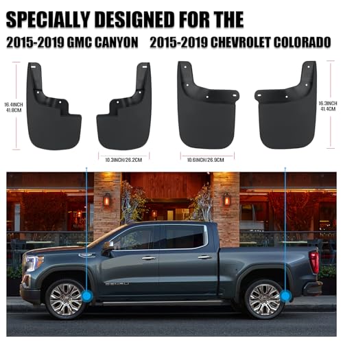 Image of Mud Flaps Compatible with GMC Canyon /Chevrolet Colorado 2015-2022 Mud Guards Splash Guards Tire Protector Mudguard No Drilling Required Mudflaps Accessories