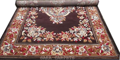 Image of Soft Thick Geometric Acrylic Washable Anti Skid Carpet. for Living Room Bedroom. Hall Size 9 x 12 feet (150X210 Cm) RED D28