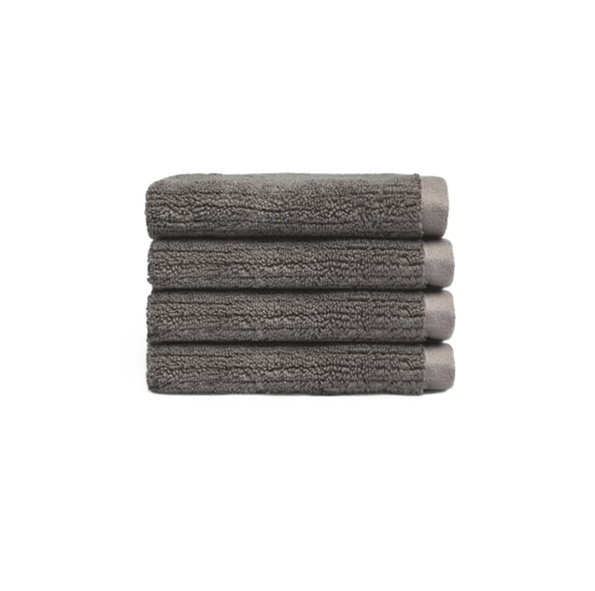 Cozy Earth Ribbed Washcloth Set - 60% Cotton 40% Viscose from Bamboo Bathroom Washcloths - Soft & Absorbent Textured Ribbed Pattern - 4 Pack Charcoal
