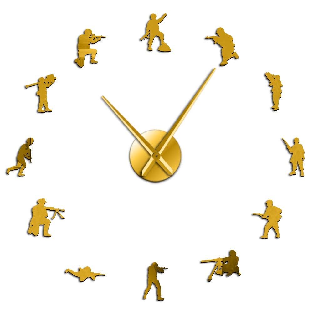Montre murale sans cadre militaire or 37 pouces pour habiller un grand mur vide vcs