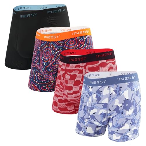 INNERSY Men's Breathable Mesh Boxer Briefs Cooling Moisture Wicking Underwear 4-Pack(Camouflage Maze,Medium)