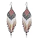 Weicam Women Jewellery 4 Pair Multicolor Nation Bohemian Style Tassel Earrings Handmade Beaded Jewelry