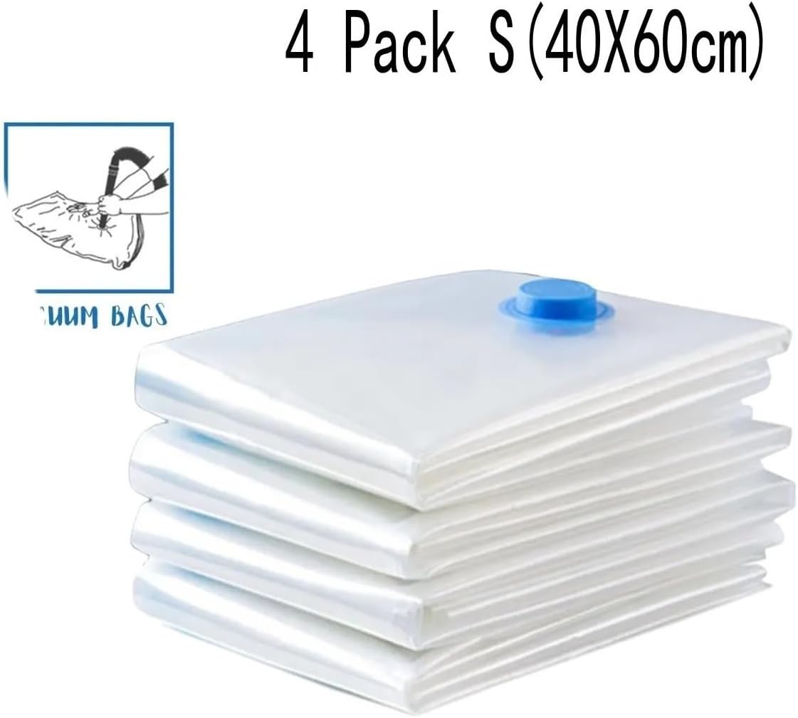 4pcs Thickened Vacuum Compression Bag, Transparent Quilt, Storage, Household Clothing And Sorting(6 Pack XS with Pump)