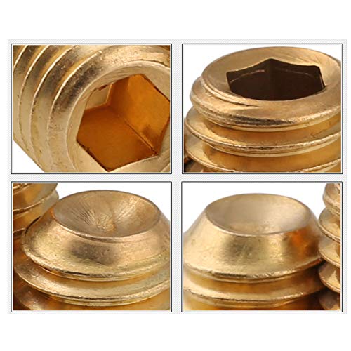 ANSIEDIO Cup Point Hex Socket Set Screws Brass Grub Screw Bolts - M6×12mm,10 pcs - Image 2