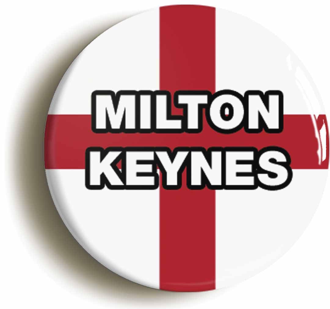 Milton Keynes England Flag Fridge Magnet (Circular 2inch / 50mm Diameter)