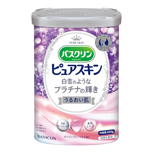 バスクリン Pure Skin Bath Salt, Platinum Sparkle, 21.2 oz (600 g) (Approx. 30 Times) White Floral Scent Skin Care Glue Type