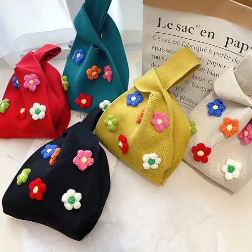 Bolso tote pequeño de ganchillo para mujer, bolso de muñeca tejido a mano, bolso tipo funda con nudo miniatura 6