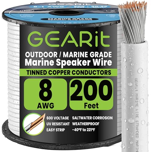 Image of GEARit 8 Gauge Marine Primary Wire 200 FT, Tinned Copper Electrical Wire