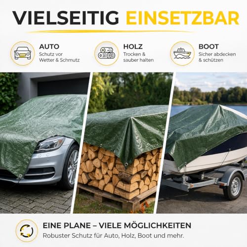 2x3 Abdeckplane Plane 200 g/m² grün - Plane mit Ösen wasserdicht & Gartenplane & Schutzplane, Allzweckplane - grün, Bauplane für Zeltunterlage - Gewebeplane - für Zeltplane & Camping