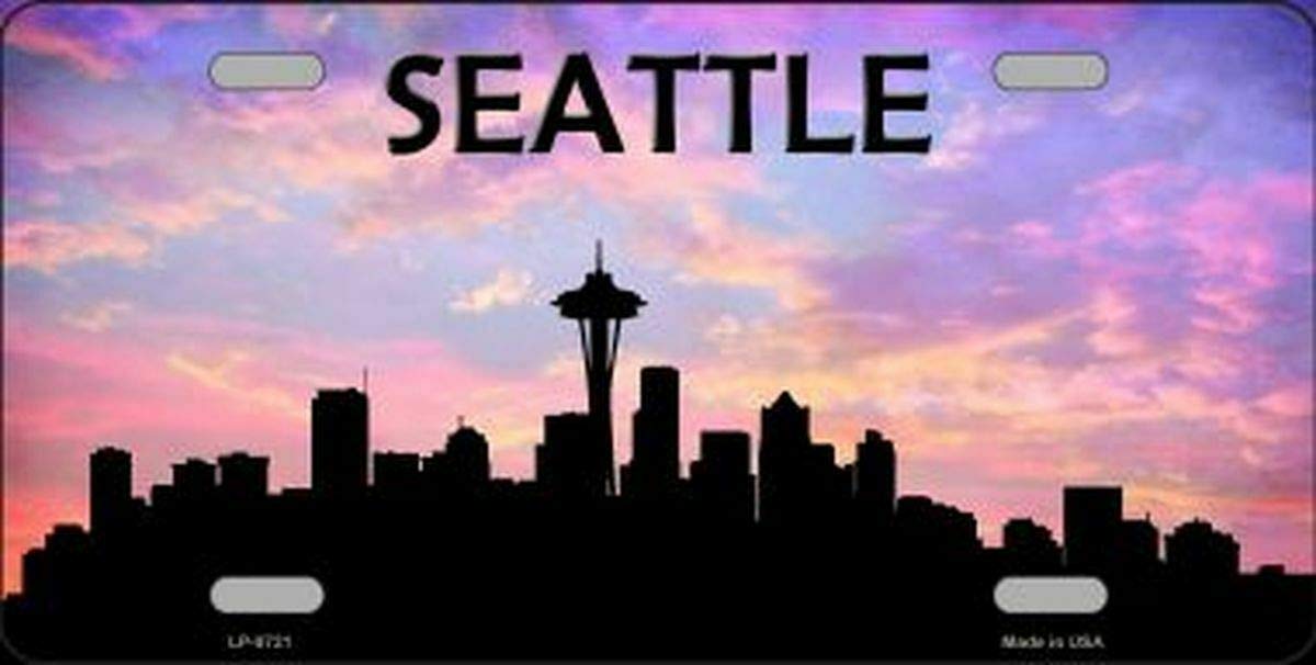 Biopracess Seattle Silhouette Novelty License Plate Sign License Plate 6x12 inches
