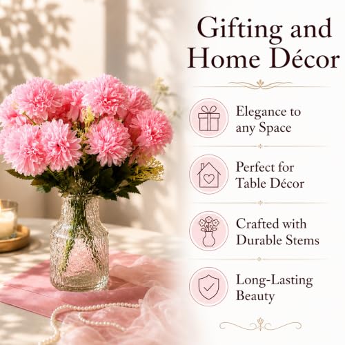 Image of Art Street Artificial Flower Bunch| Silk Pink Hydrangea Flower for Home| Bedroom, Living Room & Office Decoration |Christmas Day, New Year Set of 2 |11 Inch (Without Vase)