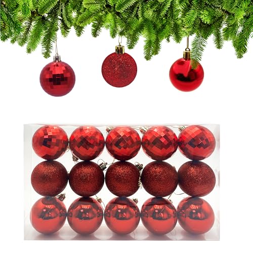 15tlg Weihnachtskugeln Rot ∅ 6cm, Christbaumkugeln Rot Plastik,...