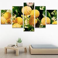 SIGNWIN 5 Panel Canvas Wall Art Yellow Petals for Home Decorations Ready to Hang - 60