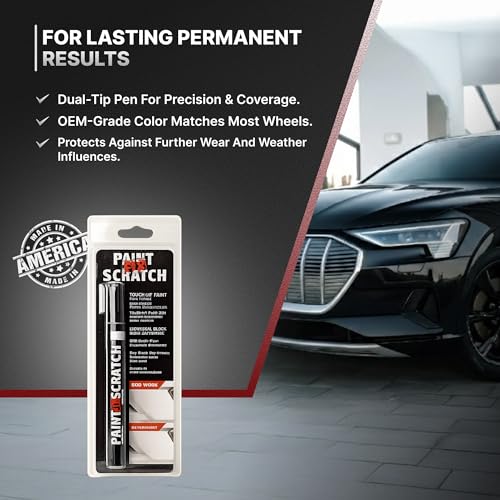 Image of Scratch Fix Black Metallic Touch Up Paint for Cars, Car Scratch Repair Pen | Black car paint pen for chips and scratches. Fast-drying gloss metallic automotive touchup paint for metal plastic fiberglass