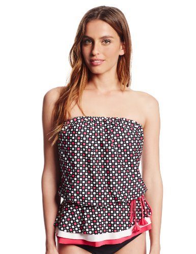 Eco Swim by Aqua Green Women's Eco-Friendly Dot Layered-Gathered Bandeau Top
